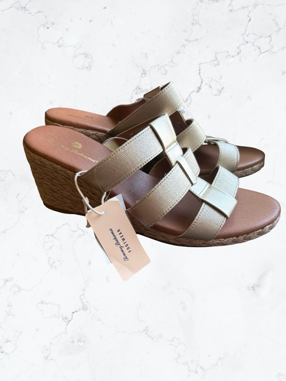 Tommy Bahama Metallic Gold Wedge Sandals - Picture 5 of 7